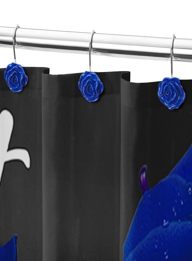 Litabel Rose Flower Shower Curtain Hooks 12PCS,Home Decorative Blue Rose Shower Curtain Hooks Metal Rustproof Cute Rose Flower Shower Hooks Rings Bathroom Shower Rods Decoration Accessories - Image 5