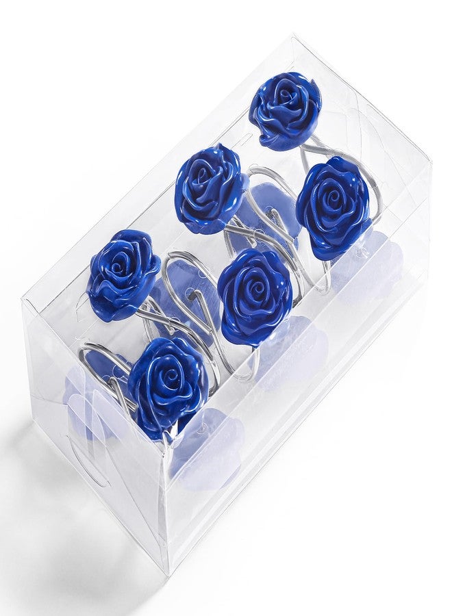 Litabel Rose Flower Shower Curtain Hooks 12PCS,Home Decorative Blue Rose Shower Curtain Hooks Metal Rustproof Cute Rose Flower Shower Hooks Rings Bathroom Shower Rods Decoration Accessories - Image 2