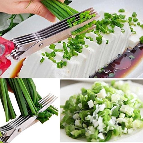 Palshiv Multifunction5 Blade Vegetable Stainless Steel Herbs Scissor with Blade Comb (Color May Vary) - Image 5
