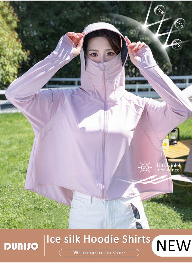 DUNISO Lightweight Sun Protection Clothing For Women, UPF 50+ Long Sleeve Sun Protection Hoodie Shirt, Long Sleeve Ice Silk Hoodie Shirts  for Outdoor Climbing Hiking  - Image 1