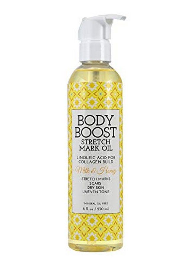 Body Boost زيت علامات التمدد بالحليب والعسل 8 أونصة لعلاج علامات التمدد والندبات آمن أثناء الحمل والرضاعة - Image 1