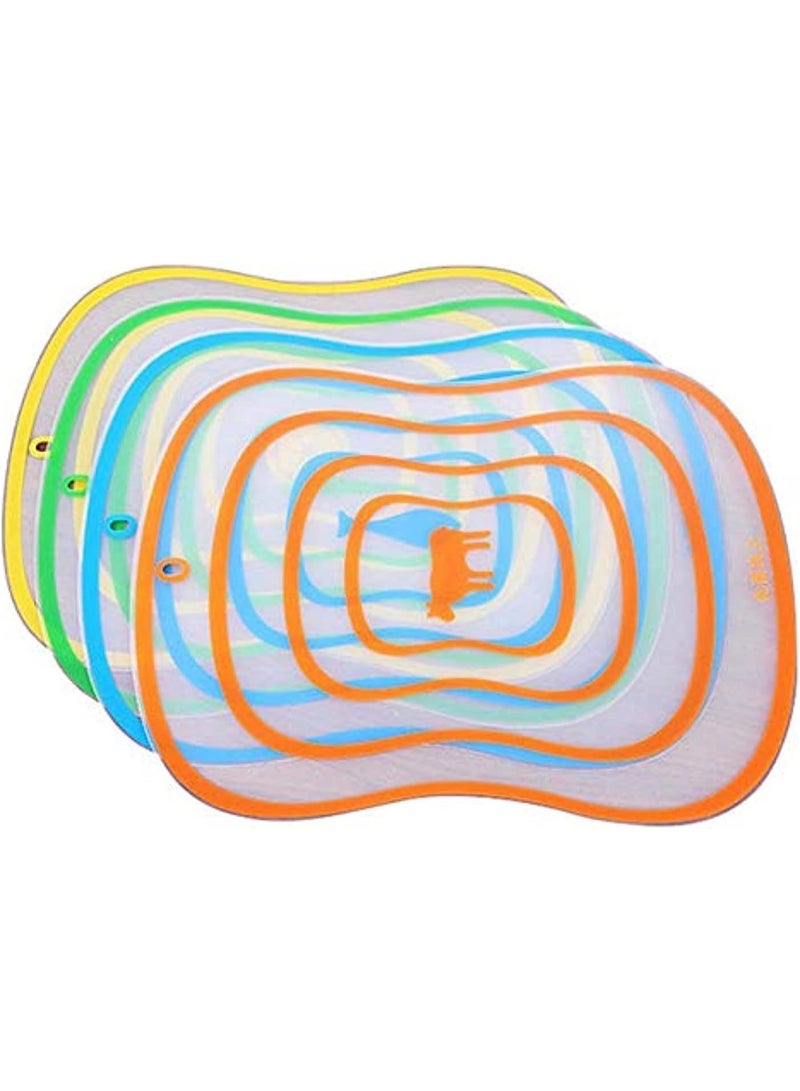4 kitchen cutting boards, flexible and transparent, made of polypropylene. Cutting board classification.