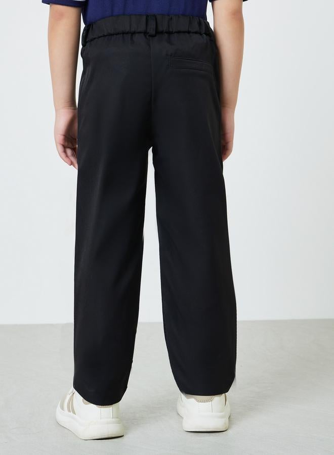 Styli Boys Black Regular Fit Solid Pants with Side Pocket - Image 4