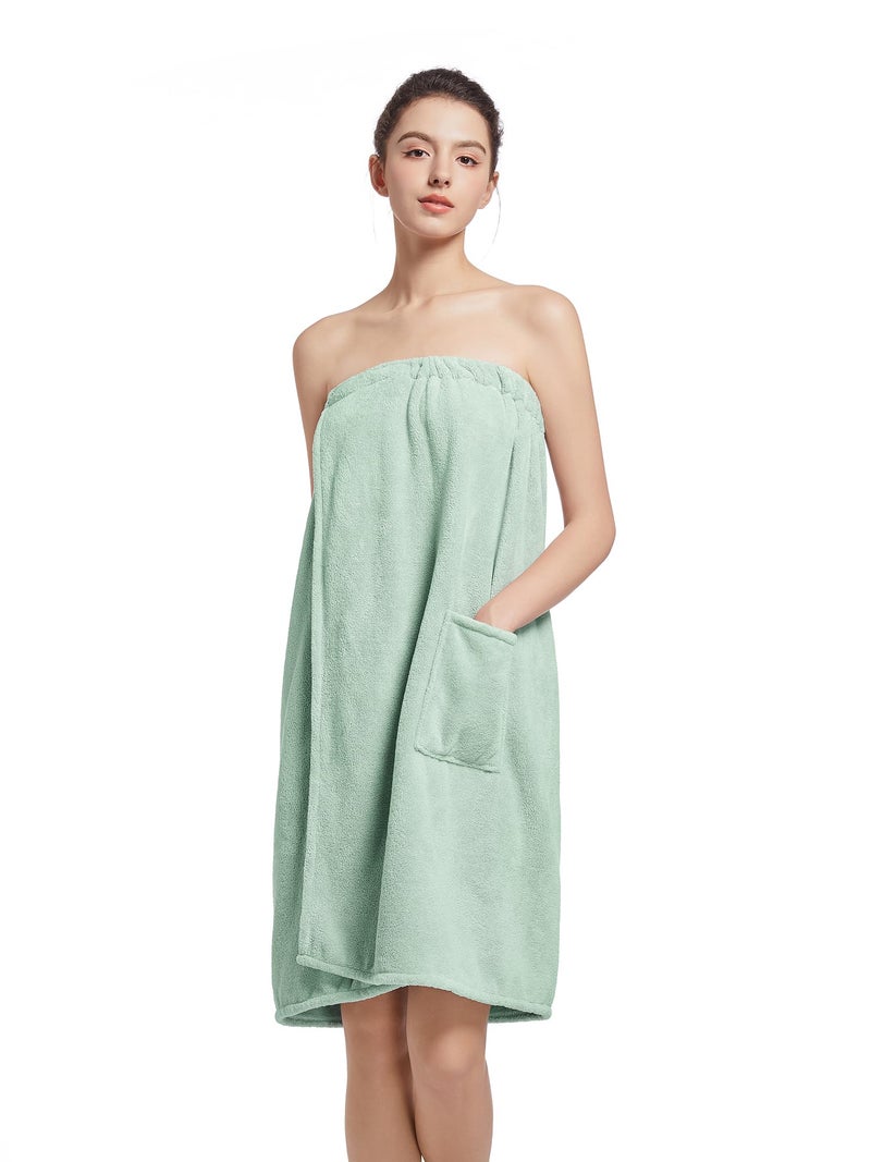 Wubbept Women'S Soft Wrap Towel Full Lengthï¼ŒBath Robe After Shower Female Plush Longï¼ŒSpa Bathrobes Lightweight With Pockets (US, Alpha, One Size, Regular, Regular, Grass Green) - Image 1