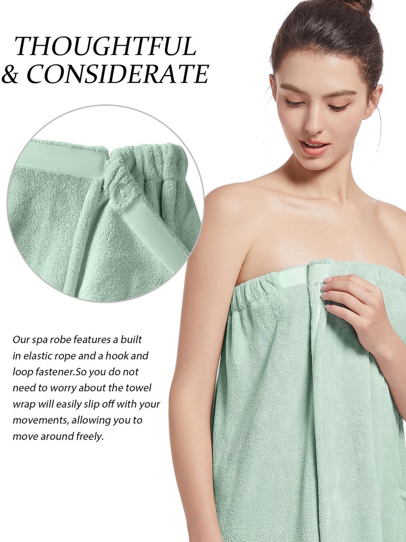 Wubbept Women'S Soft Wrap Towel Full Lengthï¼ŒBath Robe After Shower Female Plush Longï¼ŒSpa Bathrobes Lightweight With Pockets (US, Alpha, One Size, Regular, Regular, Grass Green) - Image 5