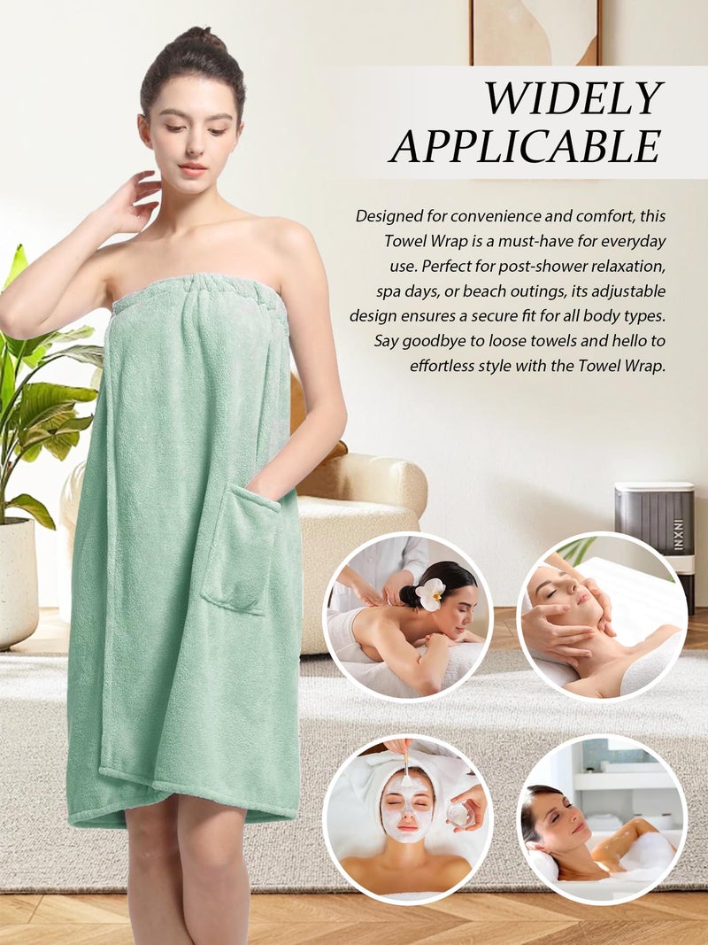 Wubbept Women'S Soft Wrap Towel Full Lengthï¼ŒBath Robe After Shower Female Plush Longï¼ŒSpa Bathrobes Lightweight With Pockets (US, Alpha, One Size, Regular, Regular, Grass Green) - Image 4