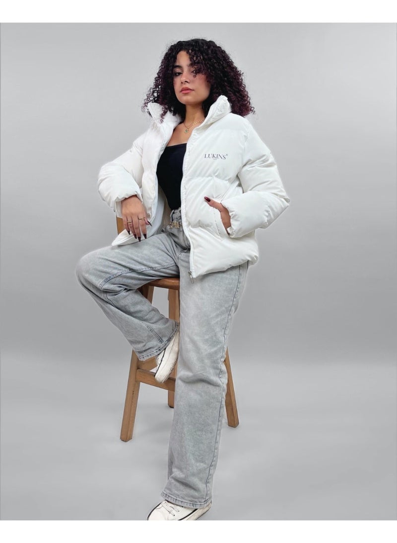 LUKINS High-Quality White Women’s Waterproof Jacket – Stylish Winter Design and Rain-Resistant - Image 1