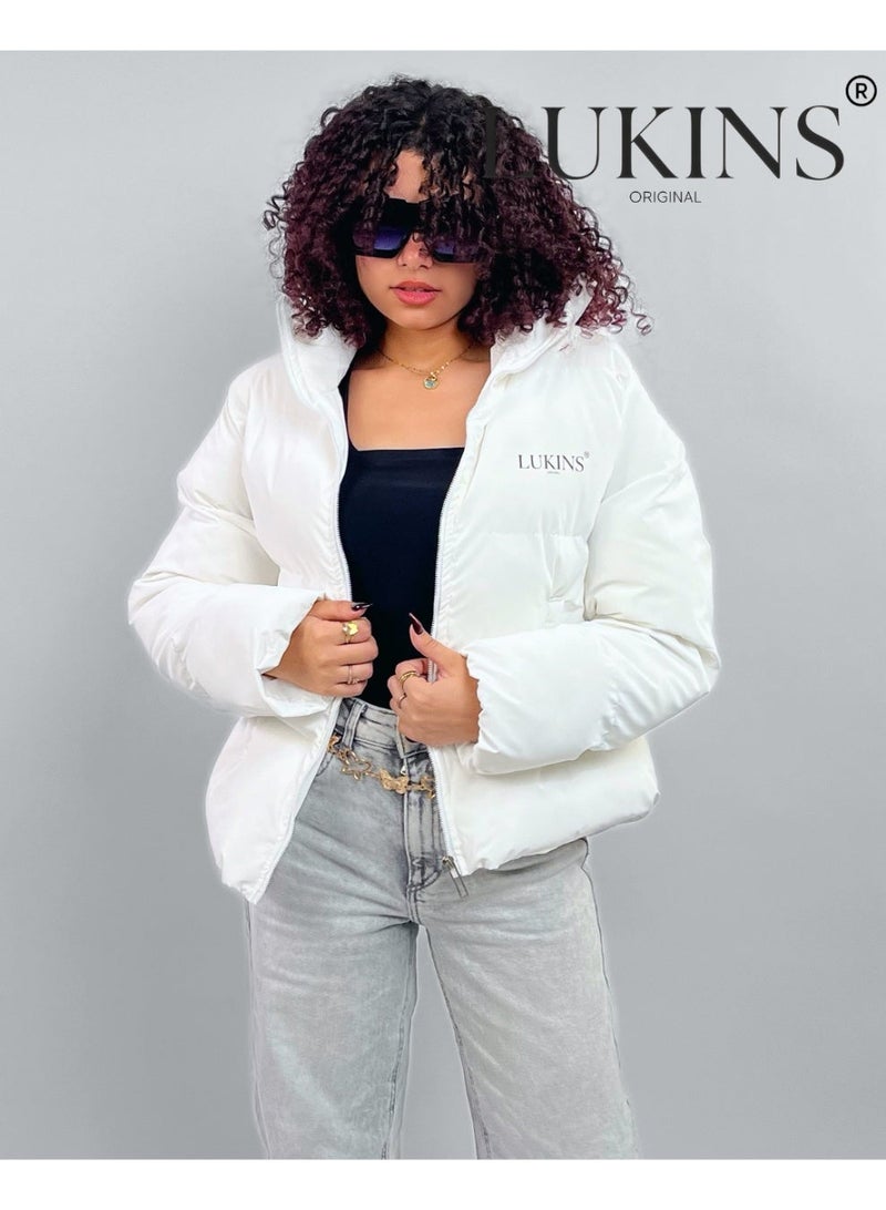LUKINS High-Quality White Women’s Waterproof Jacket – Stylish Winter Design and Rain-Resistant - Image 3