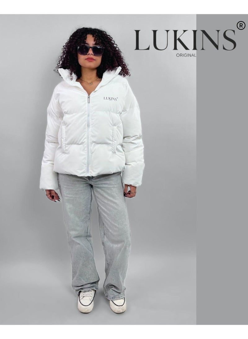 LUKINS High-Quality White Women’s Waterproof Jacket – Stylish Winter Design and Rain-Resistant - Image 2