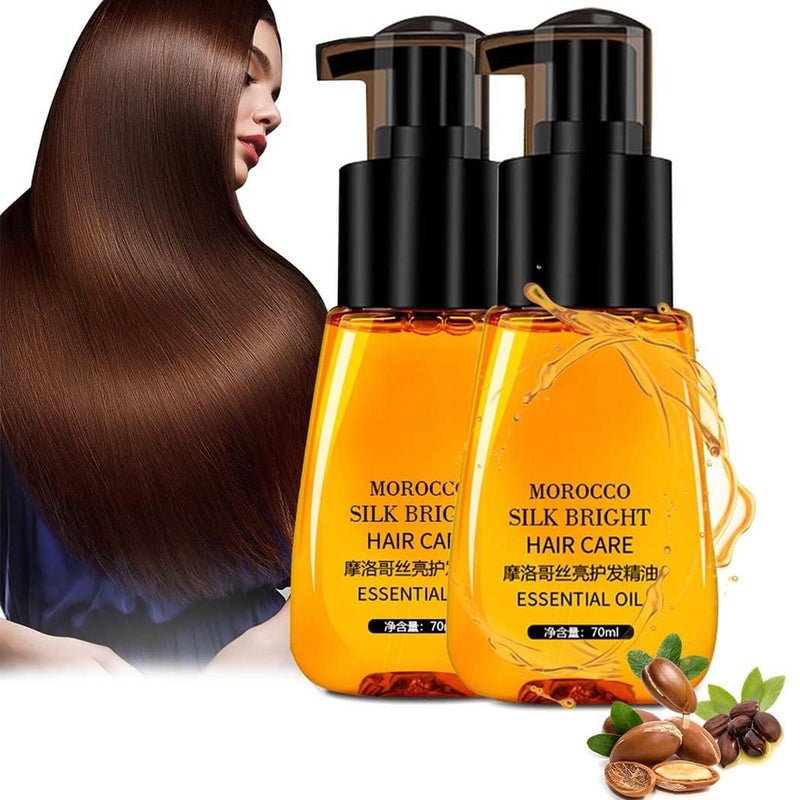 Frizzy Hair Serum  Morocco Silk Bright AntiFrizz Serum for Smooth Shiny Hair FrizzFree Smoothing with Natural Oils for Dry Curly Wavy Damaged Hair 2Pcs