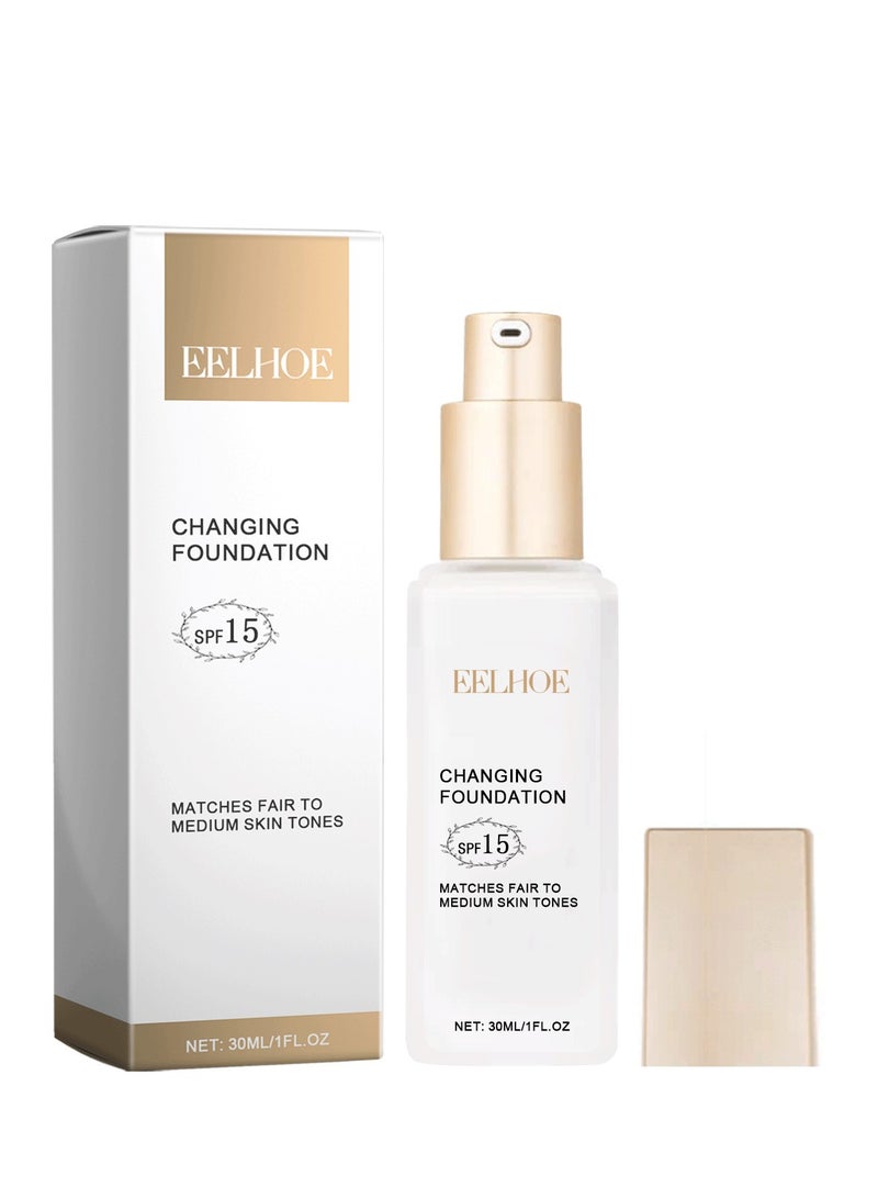 EELHOE Skin Liquid Foundations, Temperature Change Flawless Colour Foundation, Changing Mature Skin Foundation, Dry Skin Moisturizing Lasting Foundation, Waterproof Poreless Cover Concealer 30ml - Image 1