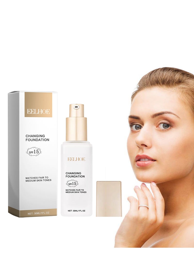 EELHOE Skin Liquid Foundations, Temperature Change Flawless Colour Foundation, Changing Mature Skin Foundation, Dry Skin Moisturizing Lasting Foundation, Waterproof Poreless Cover Concealer 30ml - Image 2