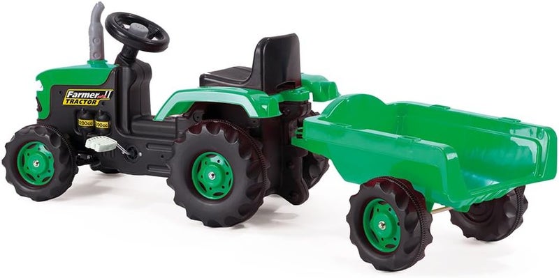 Dolu Toys - Pedal Operated Big Green Tractor with Trailer - Image 2