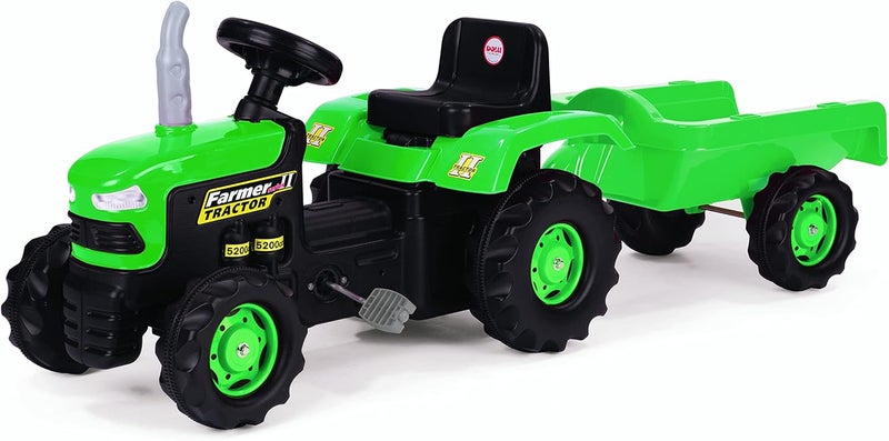 Dolu Toys - Pedal Operated Big Green Tractor with Trailer - Image 1