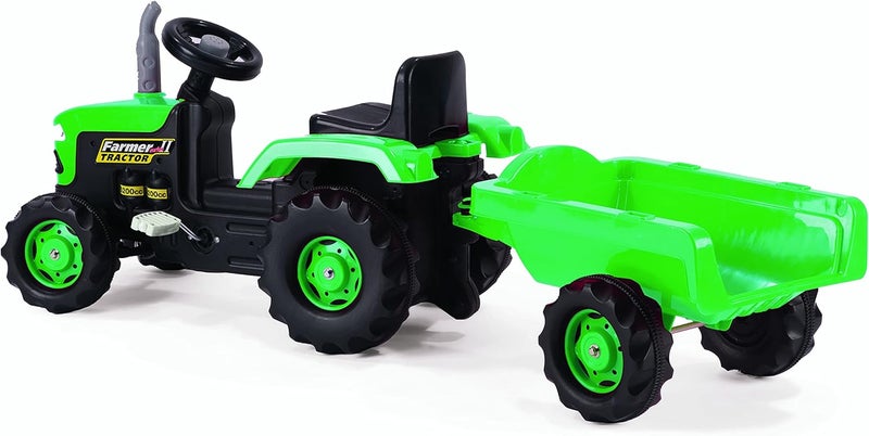 Dolu Toys - Pedal Operated Big Green Tractor with Trailer - Image 4