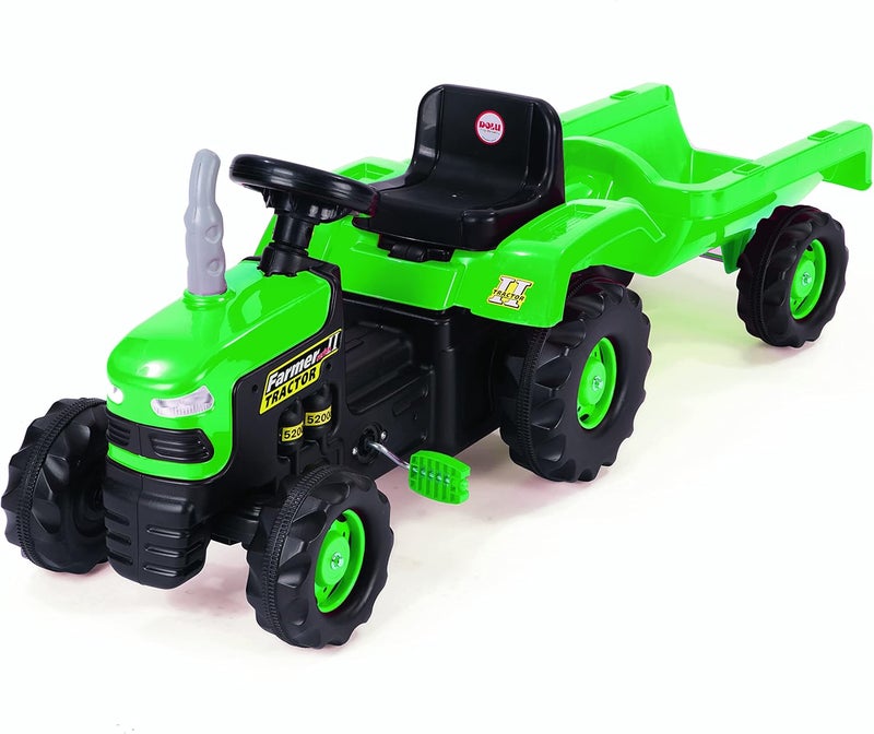Dolu Toys - Pedal Operated Big Green Tractor with Trailer - Image 3