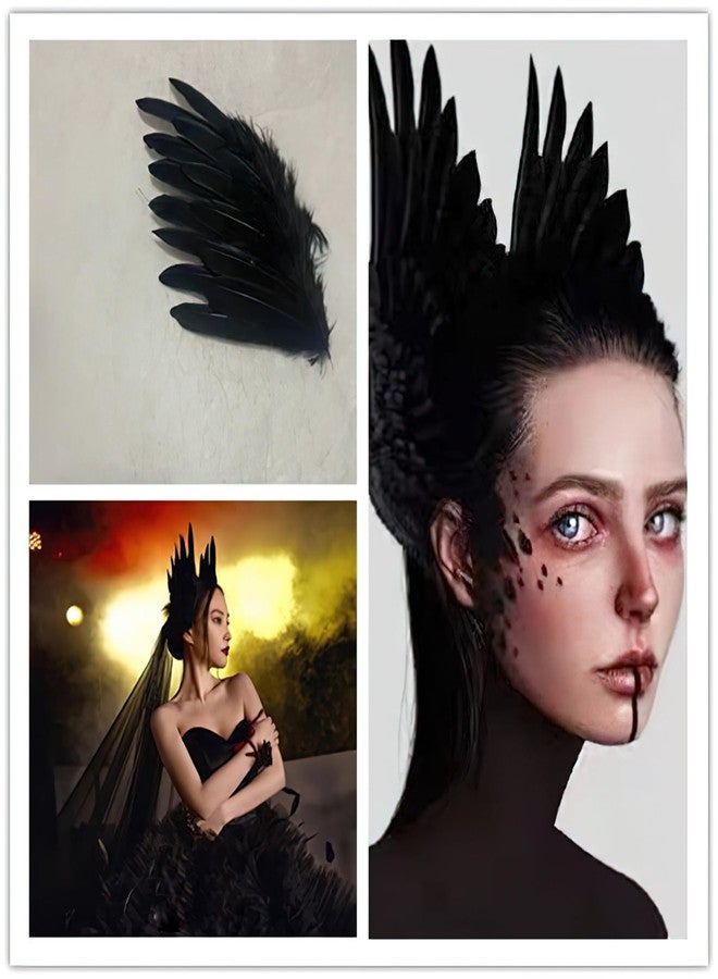 HANSAMU 2 Pcs Black Feather Hair Clip 3D Stereo Crow Feather Headpiece for women Halloween Cosplay Costume Stage Performance Hair Accessories - Image 4