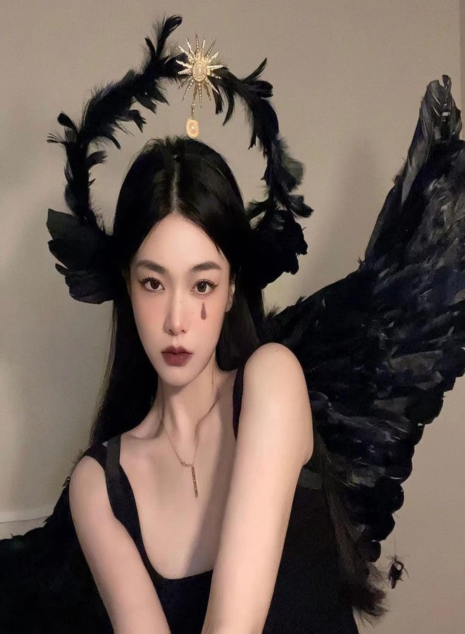 HANSAMU 2 Pcs Black Feather Hair Clip 3D Stereo Crow Feather Headpiece for women Halloween Cosplay Costume Stage Performance Hair Accessories - Image 5