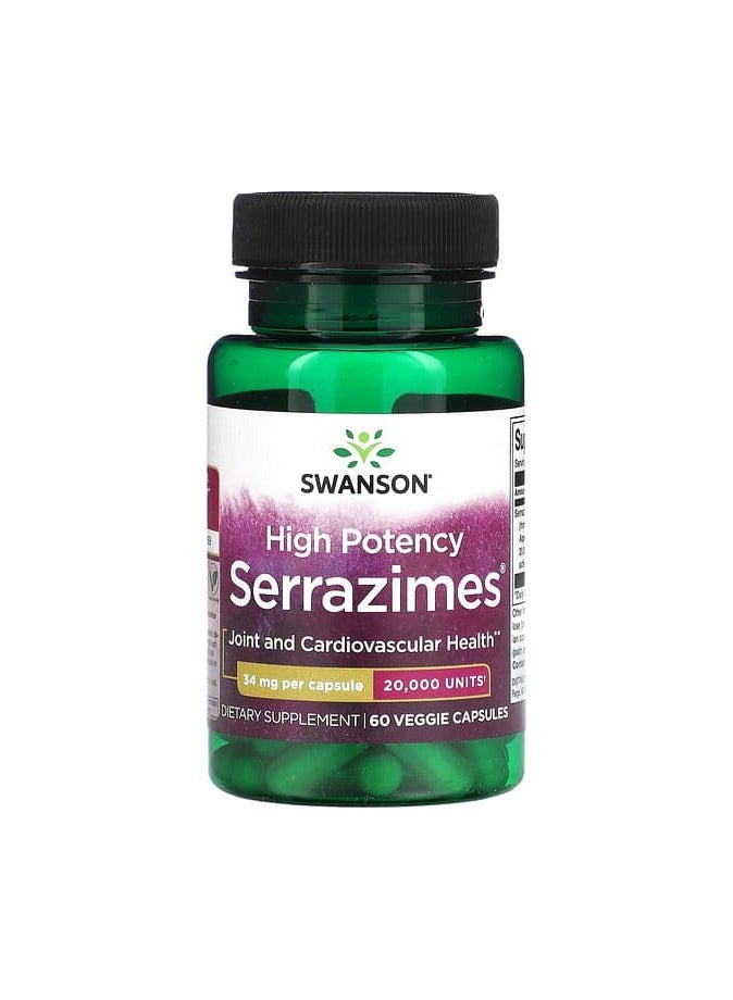 SWANSON High Potency Serrazimes, 34 mg, 60 Veggie Capsules