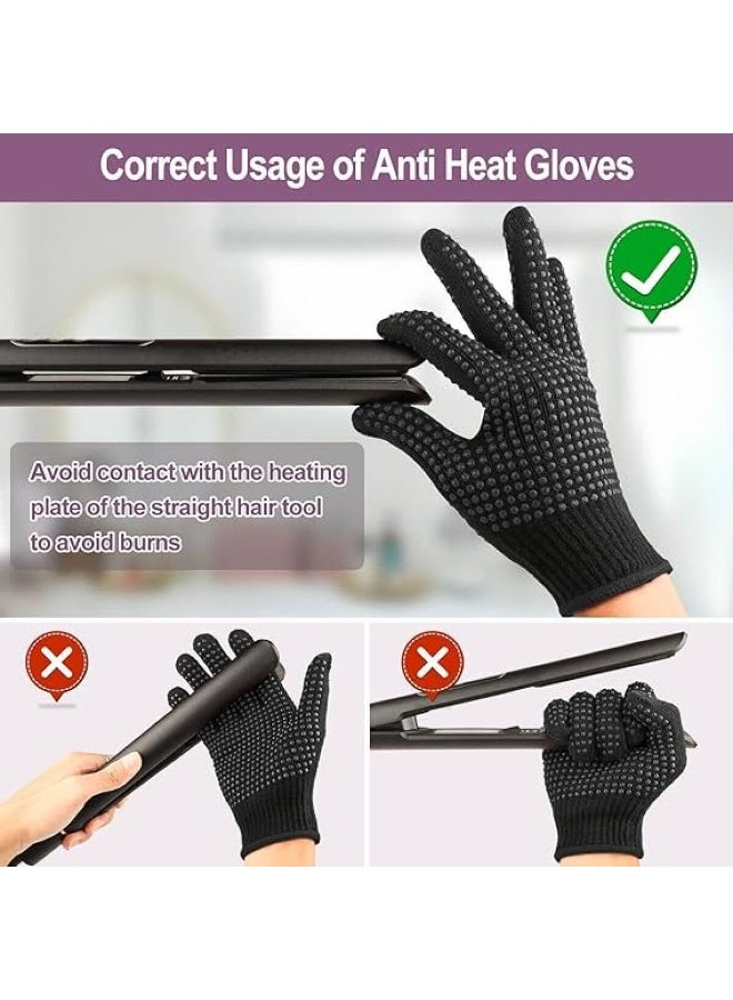 2 Pcs Heat Resistant Gloves for Hair Salon,Professional Heat Proof Mitts with Silicone Bumps for Hair Styling Curling Flat Iron Wand Hot-Air Brushes Sublimation Gloves Heat Proof Gloves - Image 4