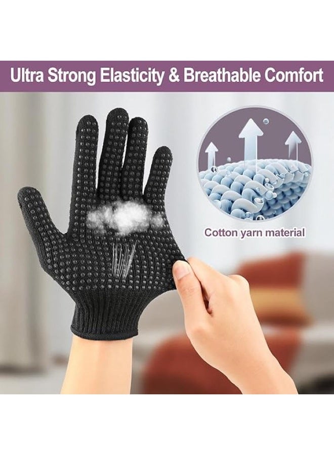 2 Pcs Heat Resistant Gloves for Hair Salon,Professional Heat Proof Mitts with Silicone Bumps for Hair Styling Curling Flat Iron Wand Hot-Air Brushes Sublimation Gloves Heat Proof Gloves - Image 5