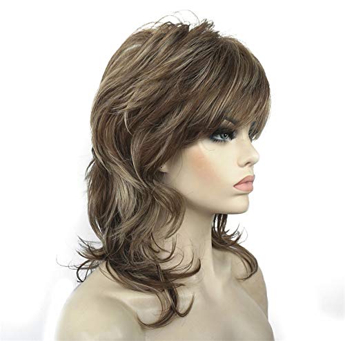 Aimole Shaggy Layered Wig Shoulder Length Women's Wig with Hair Bangs Premium Synthetic Hair Wig for Women (AB607) - Image 2
