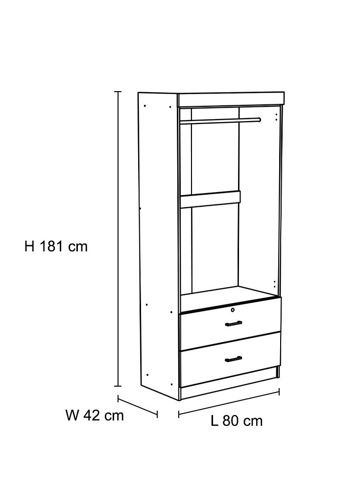 DANUBE HOME Sante 2 Door + 2 Drawer Wardrobe For Hanging Clothes Extra Sturdy Rack Storage Organiser Modern Design Space Saving Cabinets For Bedroom L 80 x W 42 x H 181 cm Columbia  - Image 3