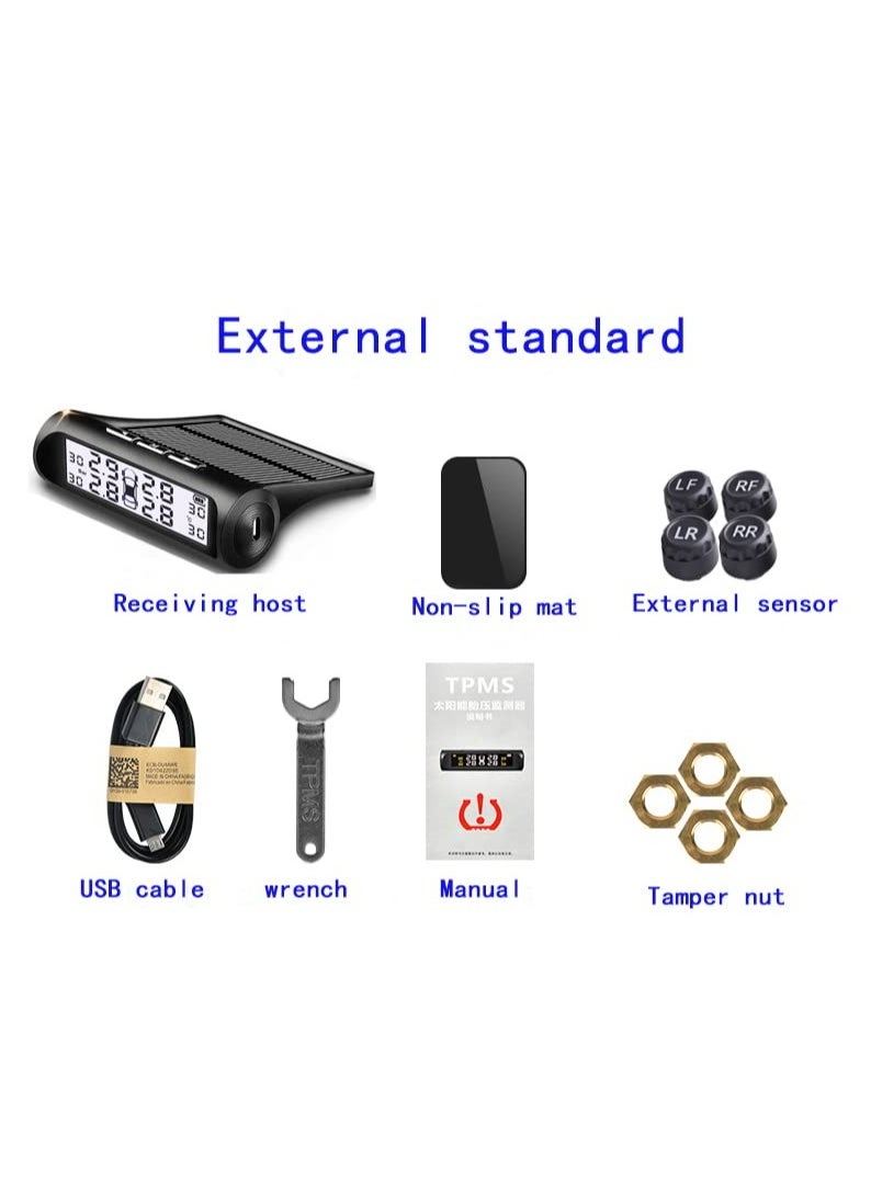 Arabest Solar Power Tire Pressure Monitoring System Wireless TPMS Tire Monitor with 4 External Sensors Real Time Pressure and Temperature Alarm for RV Travel Trailer Pickup  - Image 3