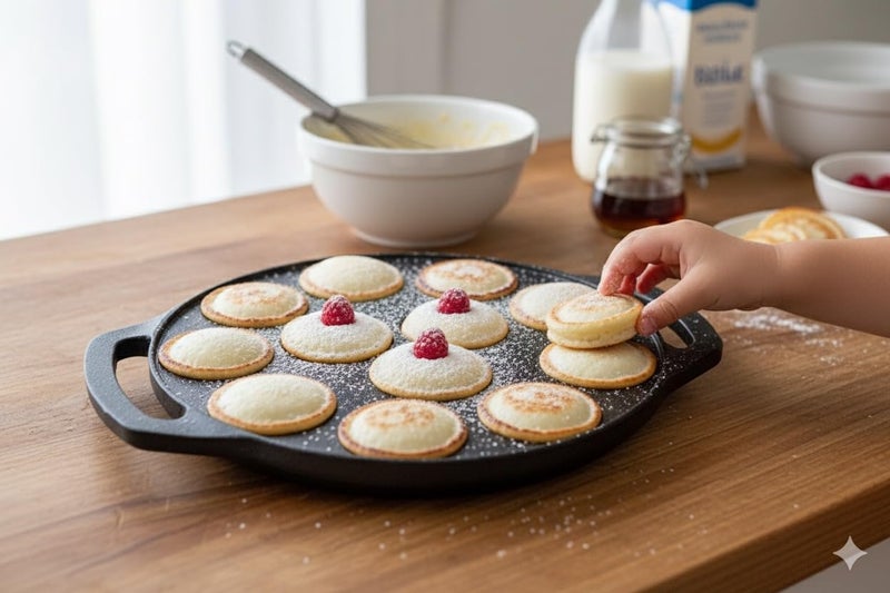 ROSTON Cast Iron Paniyaram Appam Pan Appe Ponganalu Pan Chatti Appam Maker, Cast Iron 12 Cavity Induction Base, Black - Image 3