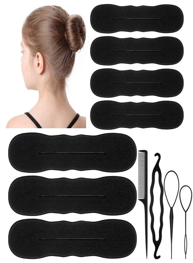 LLOUSSAK 11Pcs Hair Bun Maker Kit, (3 Large, 4 Small) Soft Foam Sponge Buns with 3Pcs Twist Hair Tool and Comb, Reusable Flexible Hair Bun Donut for Women Updos, Ballet Buns, Waves Style - Image 1