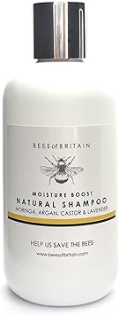 BEES of BRITAIN 99 Natural Shampoo Moisture Boost Argan Moringa Castor Lavender No SulfatesParabens pH 55 Sensitive Skin We Donate 5 of our Profit to Save Bees Pollinators 250ml - Image 1