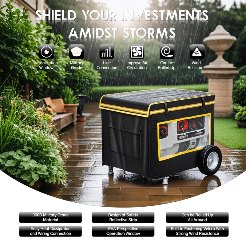 JIAHOO Generator Covers While Running Waterproof, 32"L x 24"W x 24"H Heavy Duty Generator Covers for Outside, Compatible with 5000W-10000W Generator, Overall Protection for Generator, Black - Image 5