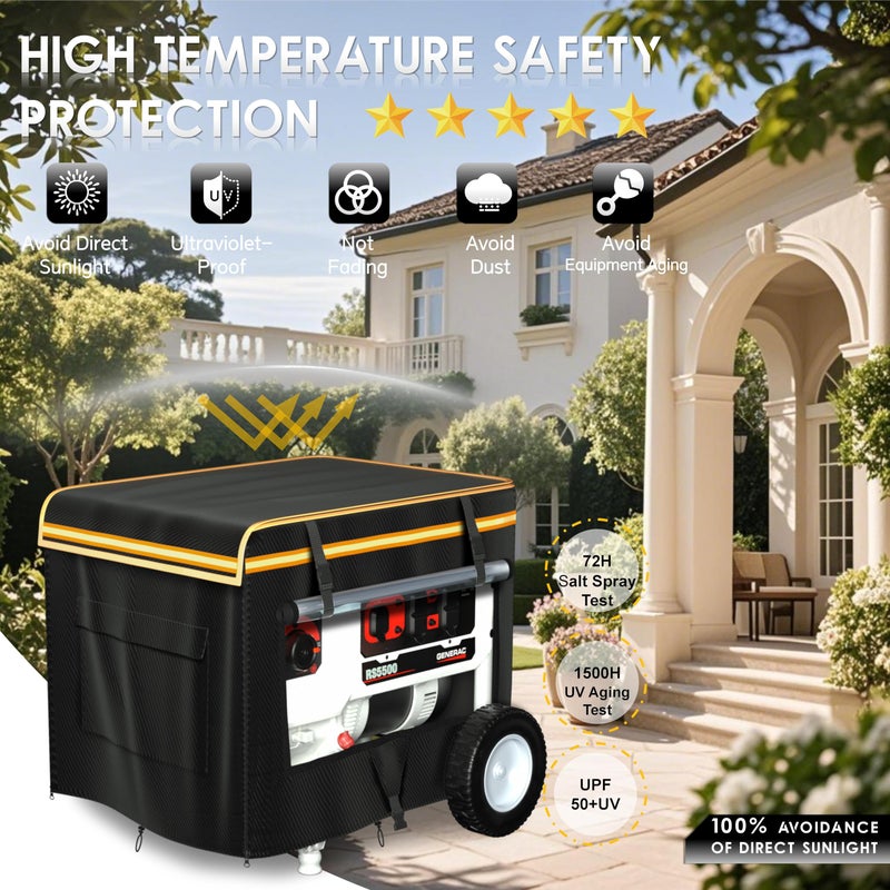 JIAHOO Generator Covers While Running Waterproof, 32"L x 24"W x 24"H Heavy Duty Generator Covers for Outside, Compatible with 5000W-10000W Generator, Overall Protection for Generator, Black - Image 3