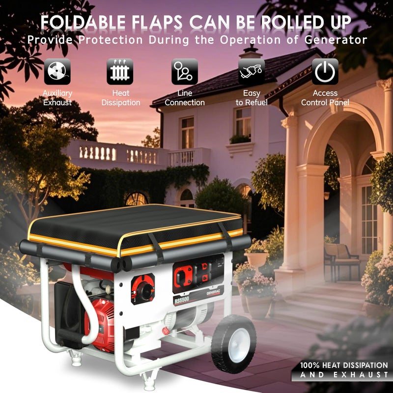 JIAHOO Generator Covers While Running Waterproof, 32"L x 24"W x 24"H Heavy Duty Generator Covers for Outside, Compatible with 5000W-10000W Generator, Overall Protection for Generator, Black - Image 4