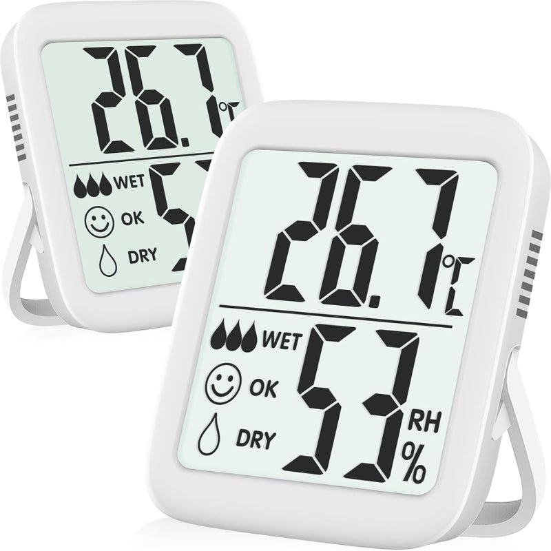 Antonki Humidity Meter, 2 Pack Indoor Thermometer Hygrometer Humidity Gauge Temperature and Humidity Monitor with Accurate Dual Sensors for Room, Reptiles, Plants, Greenhouse, Wine Cellar, Basement, Humidor - Image 1