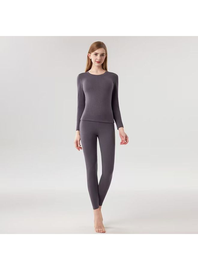 【baird Velvet】yellow Label Collar Cashmere Thermal Underwear Women's Antibacterial Heating Fleece Lined Thickened Autumn Clothes And Pants
