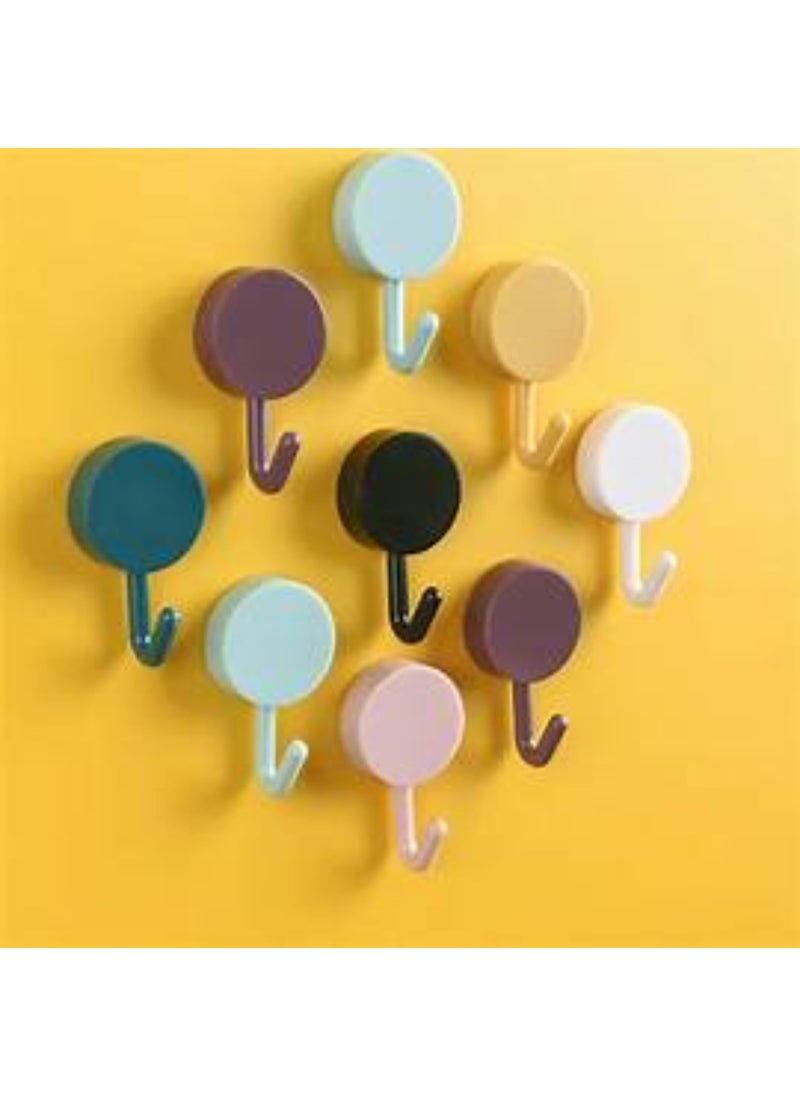 KUMUDAM KUMUDAM Self Adhesive Wall Hooks for Hanging Waterproof Adhesive Sticky Round Hooks Hanging Capacity 2 KG Max Multipurpose Home Storage Colorful Hook Pack of 10 Pcs  - Image 1