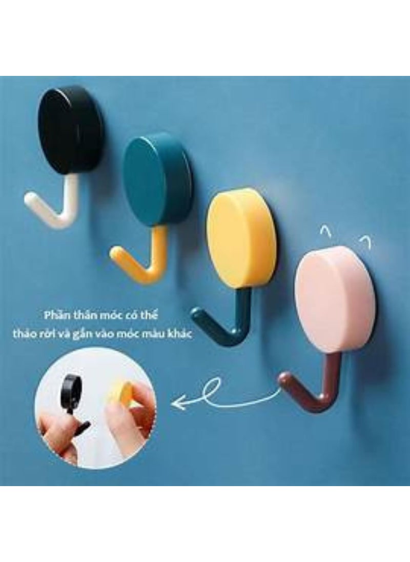 KUMUDAM KUMUDAM Self Adhesive Wall Hooks for Hanging Waterproof Adhesive Sticky Round Hooks Hanging Capacity 2 KG Max Multipurpose Home Storage Colorful Hook Pack of 10 Pcs  - Image 4