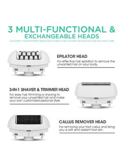 MoeHair 7 in 1 hair removal epilator electric , a powerful device for gentle and painless hair removal for women, For home use, easy to operate and quick, gentle on the skin. Model MO-9050 , Contain s 3 accessories.  - Image 4
