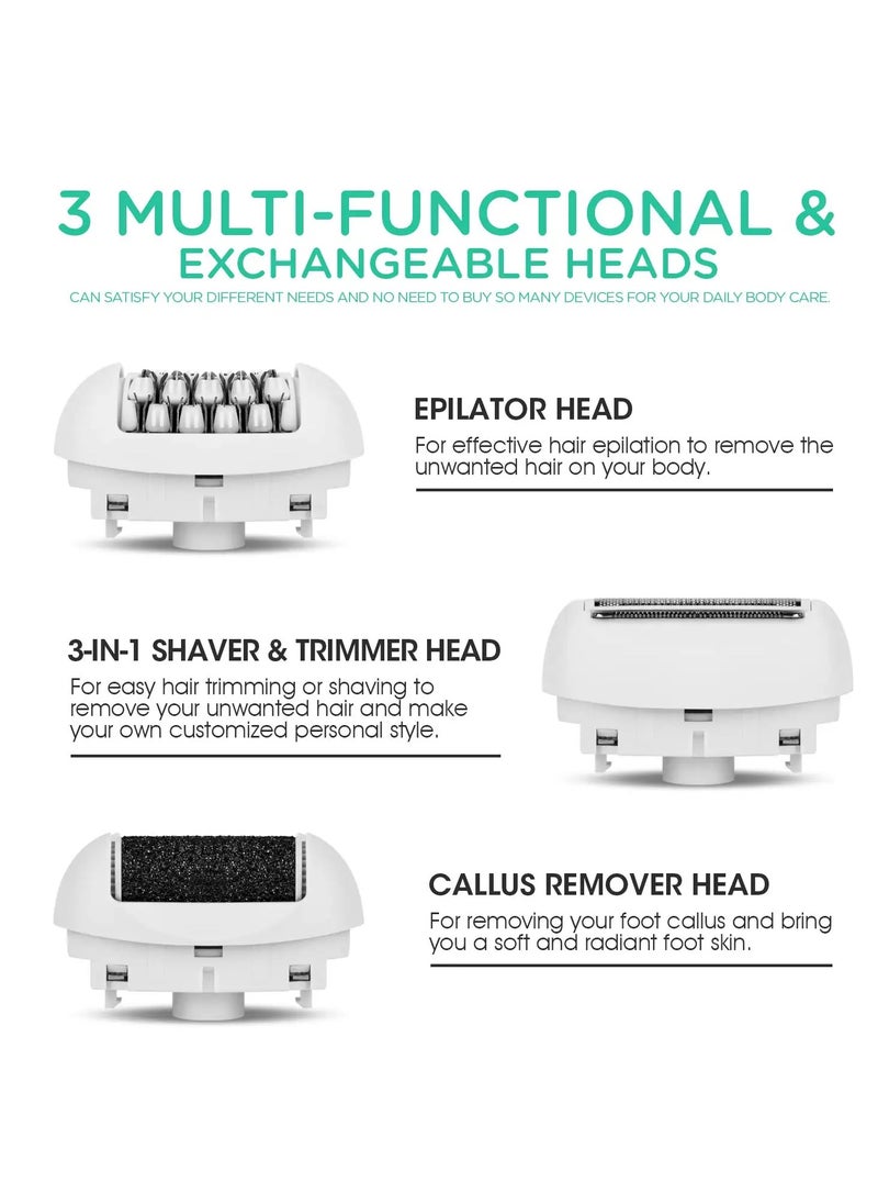 MoeHair - 7 in 1 hair removal epilator electric , a powerful device for gentle and painless hair removal for women, For home use, easy to operate and quick, gentle on the skin. Model MO-9050 , Contain s 3 accessories. - Image 1