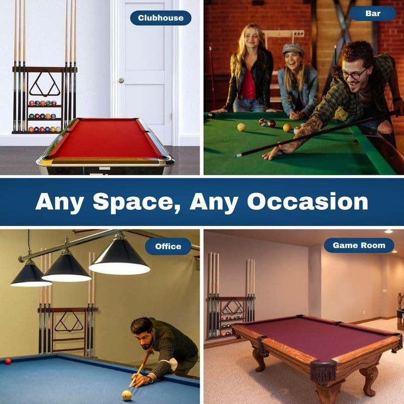 Flintar Wall Mount Cue Rack, Premium Quality Made in Taiwan, Billiards Pool Cue Stick holder, Real Solid Hardwood, Improved Direct Wall Mounting, Cue Rack Only, Mahogany Finish - Image 5