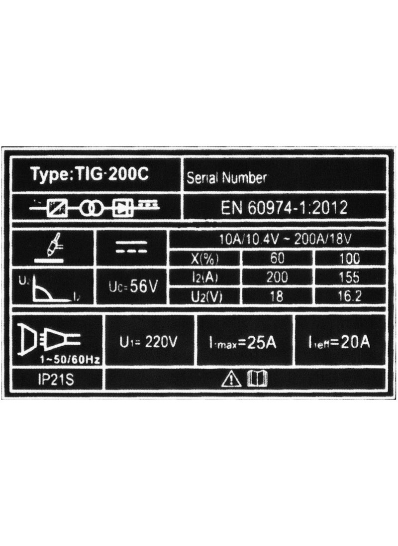 أتش دي آلة لحام TIG/MMA 10-200A AC/DC | تعمل على الحديد | HD | TIG200C | 1.6 إلى 4.0 إلكترود  - Image 5