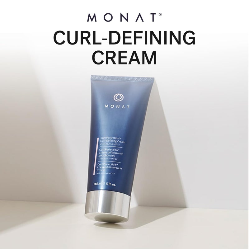 monat كريم تحديد التجاعيد MONAT Curl Perfectionâ„¢ مع RejuveniqueÂ®، كريم تصفيف مرطب ومقاوم للتجاعيد - تجاعيد محددة وناعمة وممتلئة طوال اليوم للشعر المموج والمجعد - 148 مل/5 أونصة سائلة - Image 4