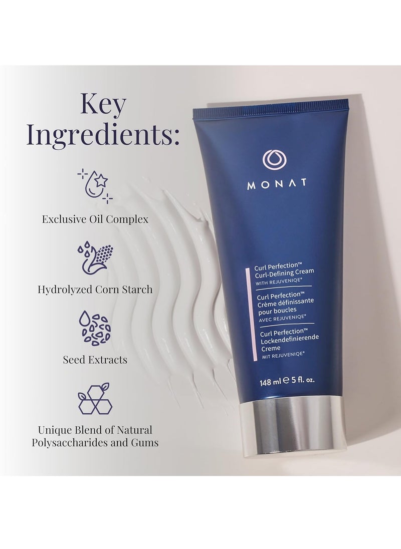 monat - MONAT Curl Perfection™ Curl-Defining Cream Infused with Rejuvenique®, Frizz-Fighting & Moisturizing Leave-In Styling Cream- All-Day Defined, Soft & Bouncy Curls for Wavy & Curly Hair -148 ml/5 fl oz - Image 1