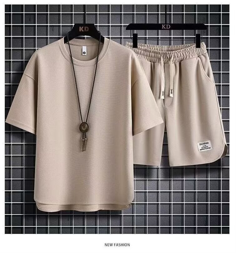 Sportswear Suit Men'S Summer Short-Sleeved T-Shirt Basketball Clothes Casual Shorts Two-Piece Korean Fashionable 2024 - Image 2