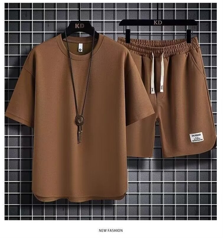 Sportswear Suit Men'S Summer Short-Sleeved T-Shirt Basketball Clothes Casual Shorts Two-Piece Korean Fashionable 2024 - Image 3