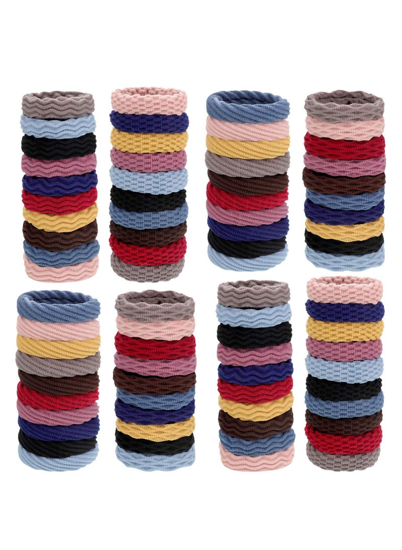 INKEL - 80 Pieces Ponytail holders, Elastic thick hair ties, Elastic Seamless Cotton Hair Bands, Simply Hair Ties Ponytail for Thick Heavy and Curly Hair, Light weight Highly Elastic. (4 styles,10 Colors) - Image 1