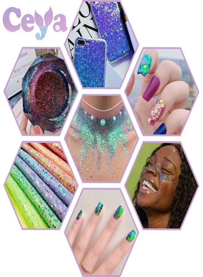 Ceya Chameleon Chunky Glitter, 3.5oz/100g Mermaid Color Shift Craft Glitter Powder Color Changing Iridescent Flake Sequin for Epoxy Resin, Nail, Tumbler, Slime, Phone Case, Party Decor, Jewelry Making - Image 5