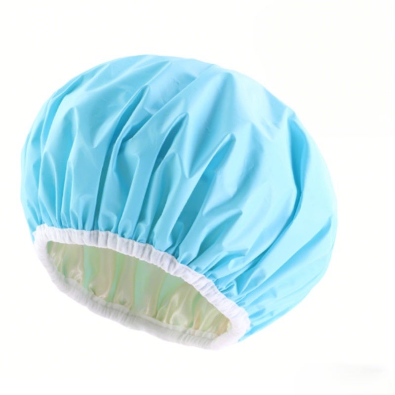 Blue Reusable Shower Cap - Elastic Hair Care Cap for Women Home Beauty Bath Use - Image 1