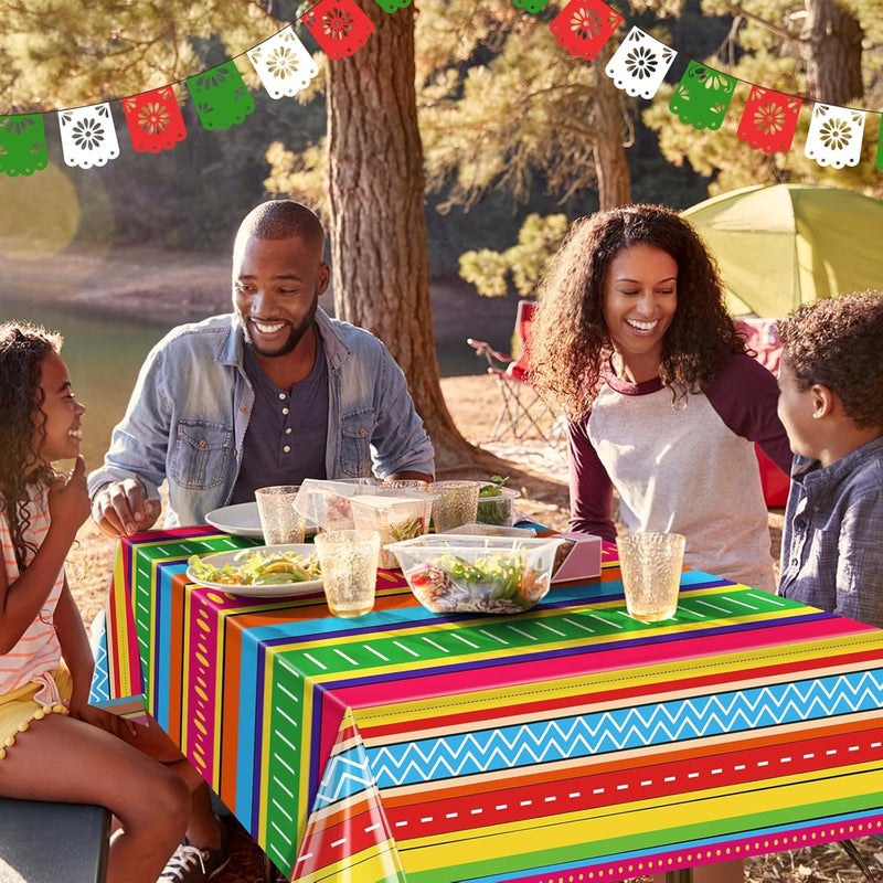 Lemicin 3 Pcs Mexican Fiesta Tablecloth 54 x 108 Inch Cinco De Mayo Party DecorationsMexican Taco Night Birthday Table Cloths Plastic Tablecloth for Fiesta Dining Picnic Party Supplies - Image 5